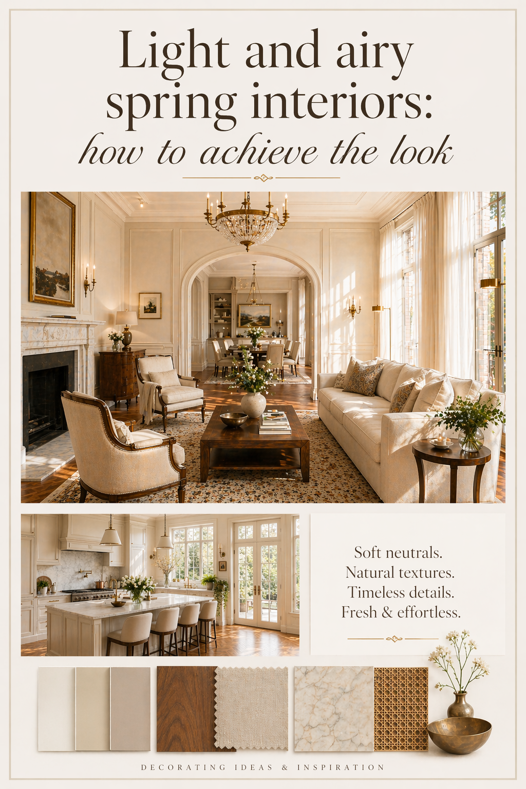 Light wood tones and rattan for a spring interior