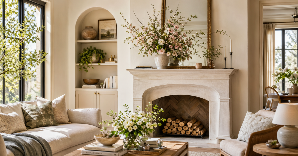 How to Style a Spring Mantel with Fresh Florals